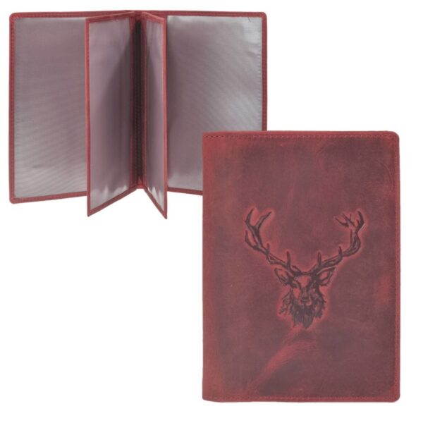 Greenburry Jagdscheinetui Hirsch rot antik VINTAGE 328B-RS
