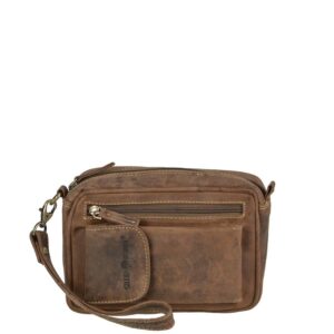 Handgelenktasche Leder 14x21cm "Vintage" antikbraun Greenburry 1732-25
