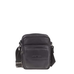 Umhängetasche Leder 18x20cm "Basic" schwarz Greenburry 1542-20