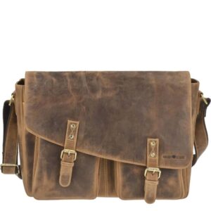 Leder Umhängetasche 45x31cm "Vintage" antikbraun Greenburry 1541-25