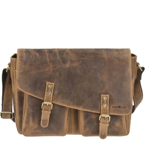 Leder Umhängetasche 45x31cm "Vintage" antikbraun Greenburry 1541-25