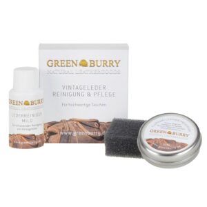 Greenburry Lederpflegesatz Wachs 15ml Reiniger 30ml und Schwamm