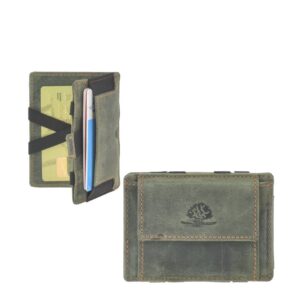Magic Wallet Portemonnaie Leder 10x7cm mit Münzfach "Vintage" grün Greenburry 1608A-30