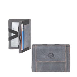 Magic Wallet Portemonnaie Leder 10x7cm mit Münzfach "Vintage" blau Greenburry 1608A-27