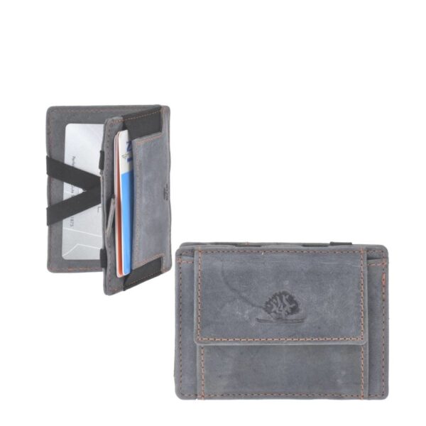 Magic Wallet Portemonnaie Leder 10x7cm mit Münzfach "Vintage" blau Greenburry 1608A-27