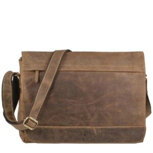 Umhängetasche Leder 40x30cm "Vintage" antikbraun Greenburry 1766B-25
