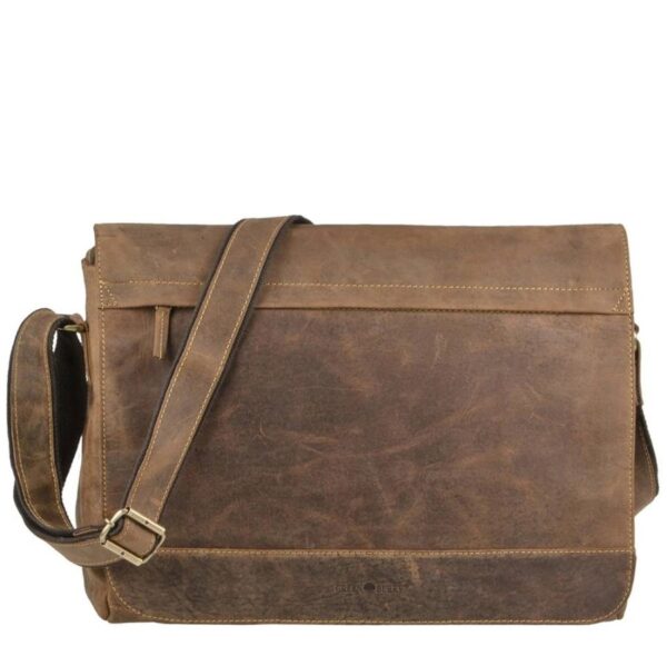 Umhängetasche Leder 40x30cm "Vintage" antikbraun Greenburry 1766B-25