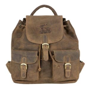 Rucksack Leder 38x40cm mit Hirsch "Vintage" antikbraun Greenburry 1711-STAG3