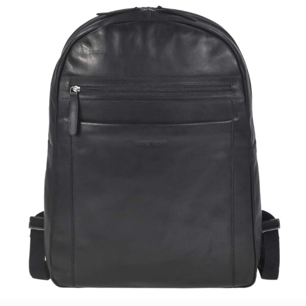 Rucksack Leder 34x46cm "Pure Black" schwarz Greenburry 1100-20