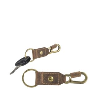 Schlüsselanhänger Leder 12x3cm mit Karabiner "Vintage" antikbraun Greenburry 1568-25