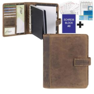 Terminplaner Leder A5 22x25cm mit Riegel "Vintage" antikbraun Greenburry 1787A-25