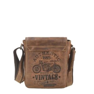 Umhängetasche Leder 24x26cm "Cafe Racer" antikbraun Greenburry 0830-25