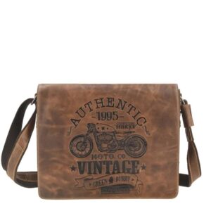 Umhängetasche Leder 34x28cm "Cafe Racer" braun Greenburry 0833-25