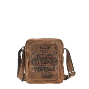 Umhängetasche Leder 22x24cm "Cafe Racer" antikbraun Greenburry 0832-25