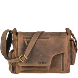 Umhängetasche Leder 39x28cm "Vintage" antikbraun Greenburry 1763AM-25