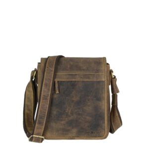 Umhängetasche Leder 24x27cm "Vintage" antikbraun Greenburry 1748A-25