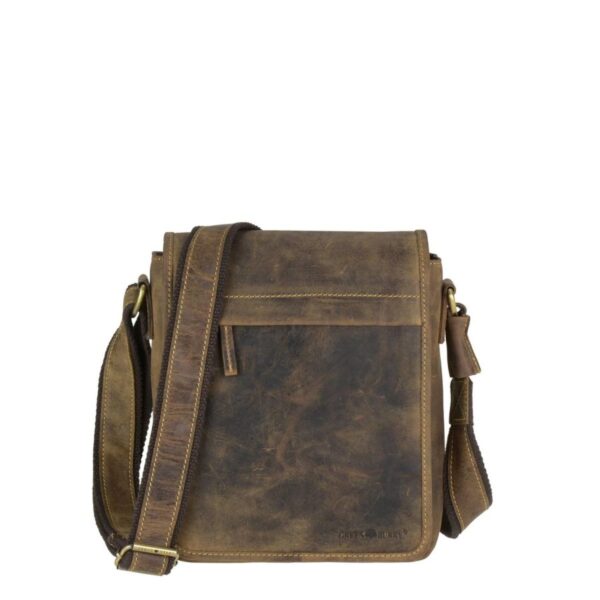 Umhängetasche Leder 24x27cm "Vintage" antikbraun Greenburry 1748A-25