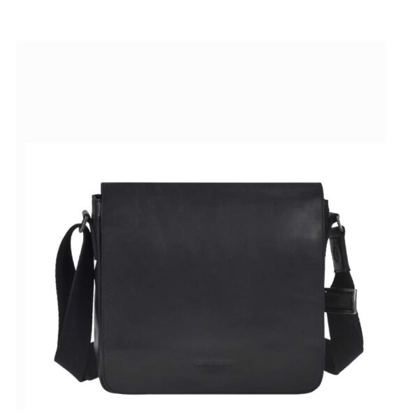 Umhängetasche Leder 26x23cm "Pure Black" schwarz Greenburry 1107-20