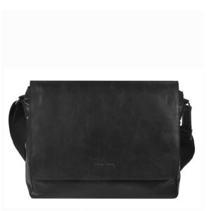 Umhängetasche Leder 38x27cm "Pure Black" schwarz Greenburry 1101-20