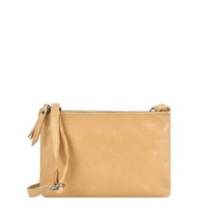 Schultertasche Leder 25x16cm mit 2 Fächern "Soft Washed" gelb Greenburry