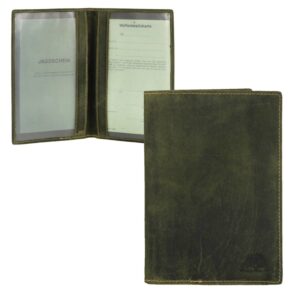 Ausweisetui Leder 11x16cm "Vintage" oliv Greenburry
