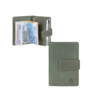 Karten Portemonnaie Leder mit Geldklammer "Vintage" grün Greenburry 1642-30