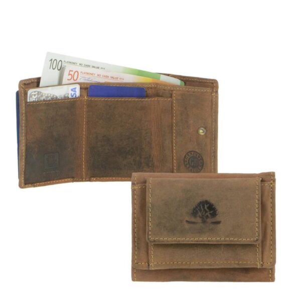 Geldbörse Leder 10x8cm klein "Vintage" antikbraun Greenburry 1793A-25