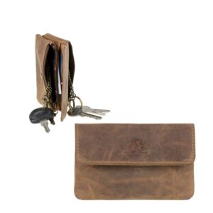 Schlüsseletui Leder 11x7cm mit 4 Schlüsselringen "Vintage" antikbraun Greenburry 1623-25