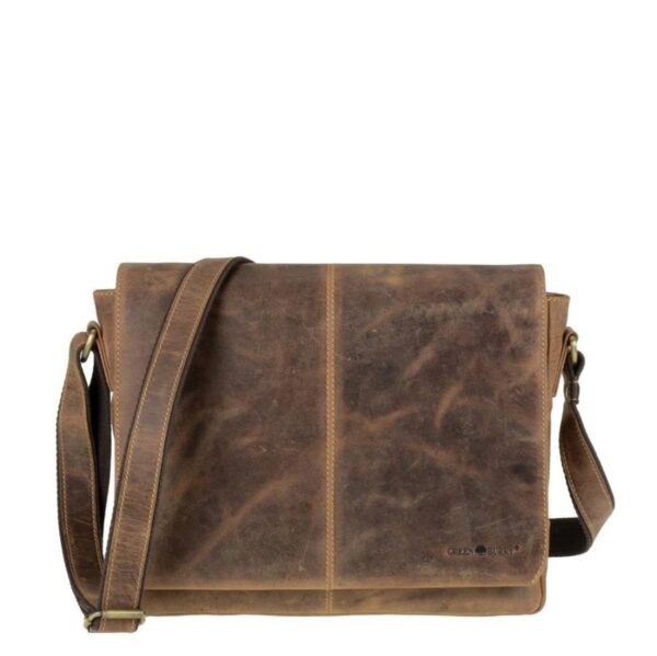 Umhängetasche Leder 35x27cm "Vintage" antikbraun Greenburry 1631-25