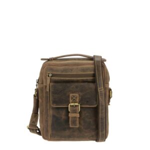 Umhängetasche Leder 23x26cm "Vintage" antikbraun Greenburry 1664-25