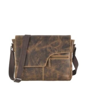 Umhängetasche Leder 35x26cm "Vintage" antikbraun Greenburry 1650A-25