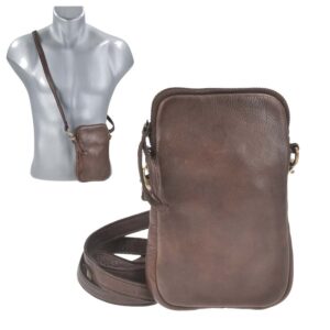 Handytasche Leder zum Umhängen "Elina" braun Bear Design MJ1751-brown-plain