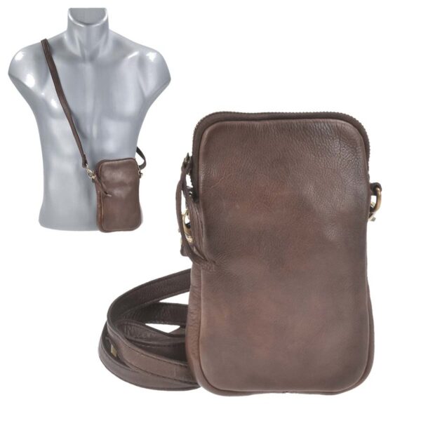 Handytasche Leder zum Umhängen "Elina" braun Bear Design MJ1751-brown-plain