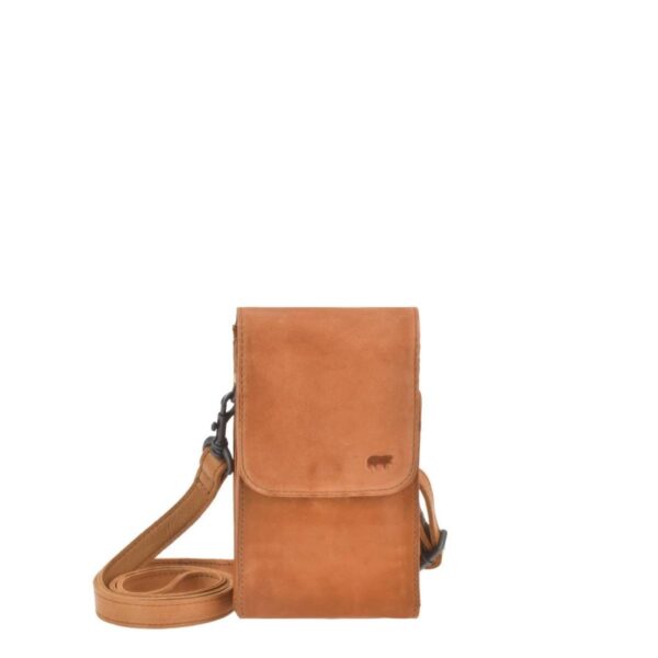Bear Design Handytasche Leder zum Umhängen "Robbie", Handy-Umhängetasche, Damen, mit Gürtelschlaufe, als Crossover Tasche, apricot orange