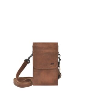 Bear Design Handytasche Leder zum Umhängen "Robbie", Handy-Umhängetasche, Damen, mit Gürtelschlaufe, als Crossover Tasche, cognac (braun)