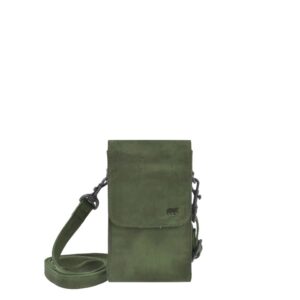 Bear Design Handytasche Leder zum Umhängen "Robbie", Handy-Umhängetasche, Damen, mit Gürtelschlaufe, als Crossover Tasche, green (dunkles grün)