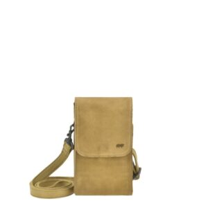 Bear Design Handytasche Leder zum Umhängen "Robbie", Handy-Umhängetasche, Damen, mit Gürtelschlaufe, als Crossover Tasche, oil (gedecktes gelb)