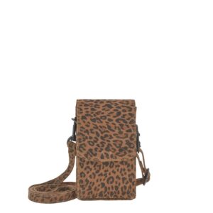 Bear Design Handytasche Leder zum Umhängen "Robbie", Handy-Umhängetasche, Damen, mit Gürtelschlaufe, als Crossover Tasche, panther (cognacbraun mit Le