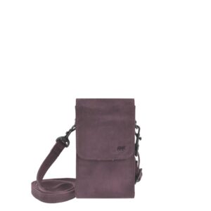 Bear Design Handytasche Leder zum Umhängen "Robbie", Handy-Umhängetasche, Damen, mit Gürtelschlaufe, als Crossover Tasche, plum (dunkel violett)
