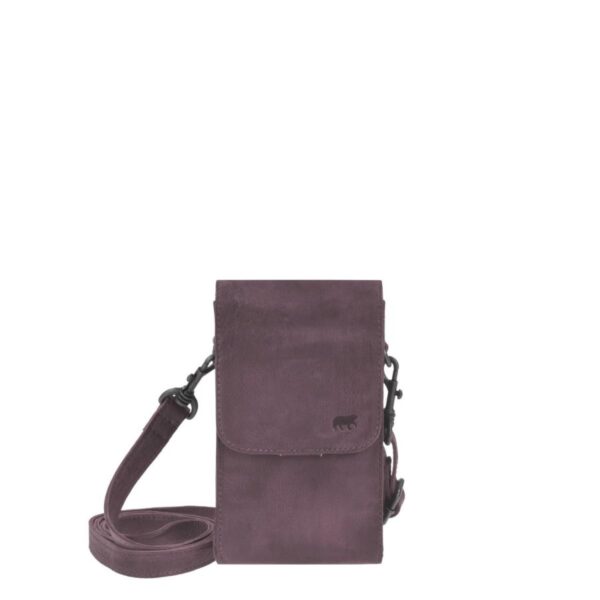 Bear Design Handytasche Leder zum Umhängen "Robbie", Handy-Umhängetasche, Damen, mit Gürtelschlaufe, als Crossover Tasche, plum (dunkel violett)