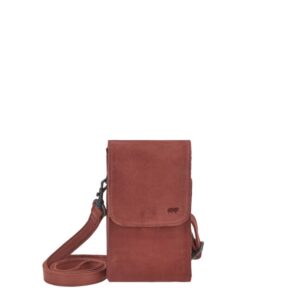 Bear Design Handytasche Leder zum Umhängen "Robbie", Handy-Umhängetasche, Damen, mit Gürtelschlaufe, als Crossover Tasche, red (dunkles rot)