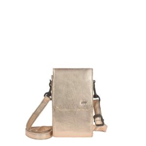 Bear Design Handytasche Leder zum Umhängen "Robbie", Handy-Umhängetasche, Damen, als Crossover Tasche, rosé (metallic apricot rosa)