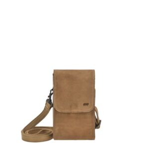 Bear Design Handytasche Leder zum Umhängen "Robbie", Handy-Umhängetasche, Damen, mit Gürtelschlaufe, als Crossover Tasche, taupe (hellbraun)