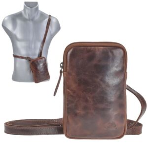 Handytasche zum Umhängen Leder "Rugged" dunkelbraun Greenburry 1305-25