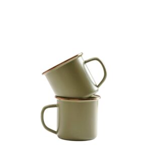Barebones Emaille Becher Retro Vintage olive (2-Tone-creme) groß 400ml mit Henkel Outdoor Camping Bushcraft