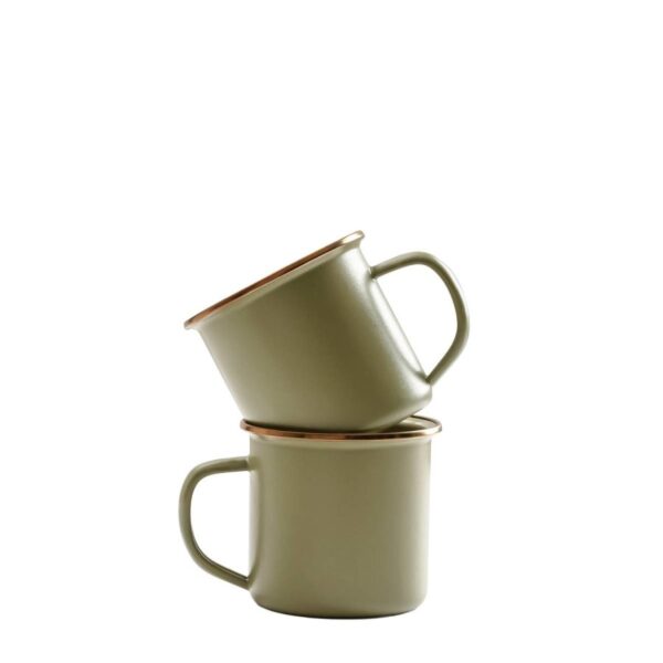 Barebones Emaille Becher Retro Vintage olive (2-Tone-creme) groß 400ml mit Henkel Outdoor Camping Bushcraft