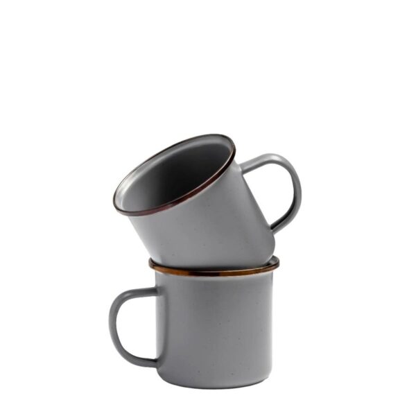 Barebones Emaille Becher Retro Vintage slate grey (grau gesprenkelt) groß 400ml mit Henkel Outdoor Camping Bushcraft