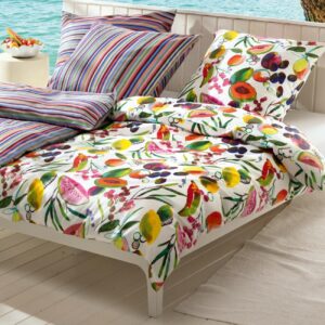Janine Mako Satin Bettwäsche 42147 bunte Früchte modern Art 135x200