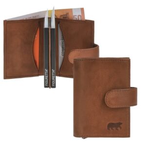 Bear Design Karten Portemonnaie Leder 8x10cm für 12 Karten ERIC "Callisto Pelle" cognac