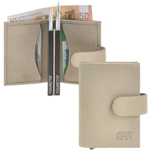 Bear Design Karten Portemonnaie Leder 8x10cm für 12 Karten ERIC "Callisto Pelle" feather